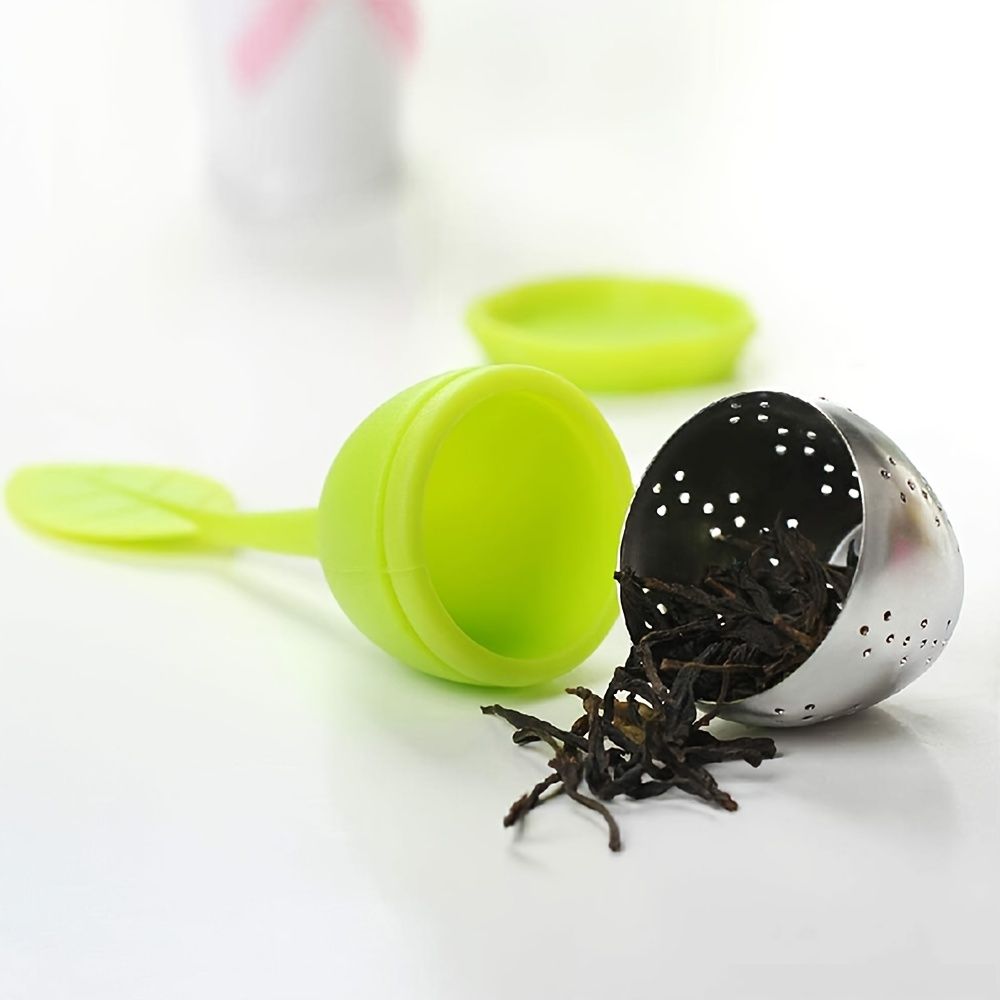 1pc Tea Infuser Silicone Handle Stainless Steel Strainer Drip Tray Included - Loose Tea Steeper - Best Tea Infuser For Loose Leaf Or Herbal Tea - Renee Lane Company