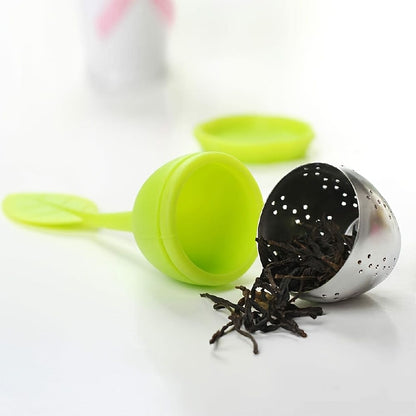 1pc Tea Infuser Silicone Handle Stainless Steel Strainer Drip Tray Included - Loose Tea Steeper - Best Tea Infuser For Loose Leaf Or Herbal Tea - Renee Lane Company