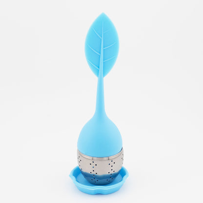 1pc Tea Infuser Silicone Handle Stainless Steel Strainer Drip Tray Included - Loose Tea Steeper - Best Tea Infuser For Loose Leaf Or Herbal Tea - Renee Lane Company