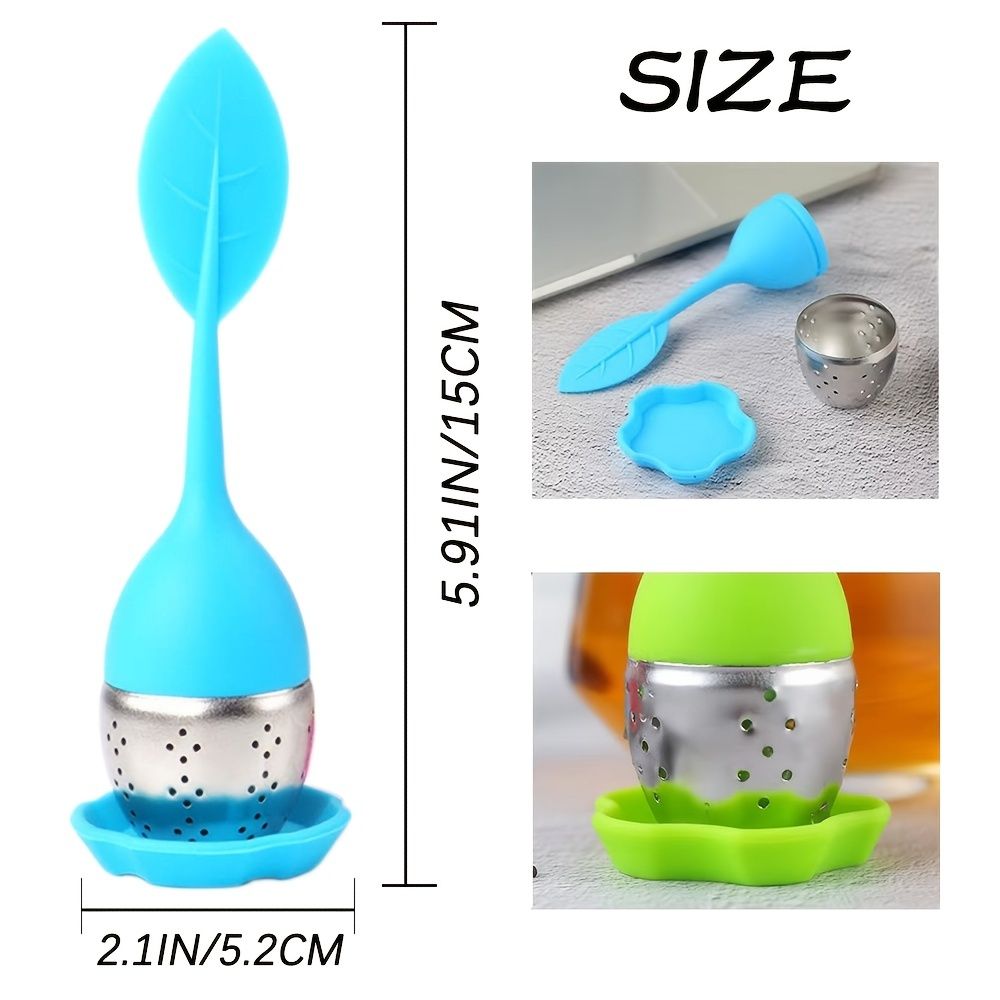 1pc Tea Infuser Silicone Handle Stainless Steel Strainer Drip Tray Included - Loose Tea Steeper - Best Tea Infuser For Loose Leaf Or Herbal Tea - Renee Lane Company