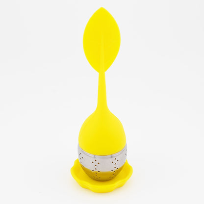 1pc Tea Infuser Silicone Handle Stainless Steel Strainer Drip Tray Included - Loose Tea Steeper - Best Tea Infuser For Loose Leaf Or Herbal Tea - Renee Lane Company