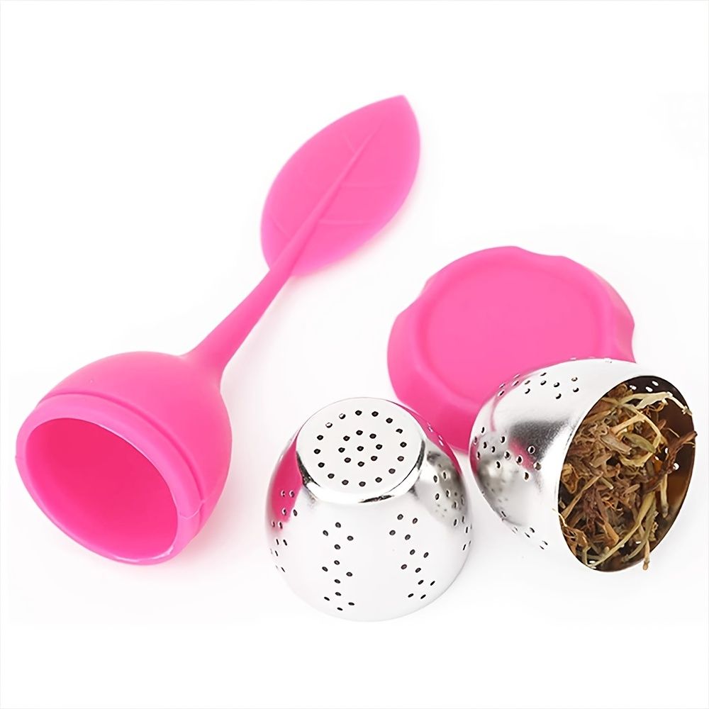 1pc Tea Infuser Silicone Handle Stainless Steel Strainer Drip Tray Included - Loose Tea Steeper - Best Tea Infuser For Loose Leaf Or Herbal Tea - Renee Lane Company
