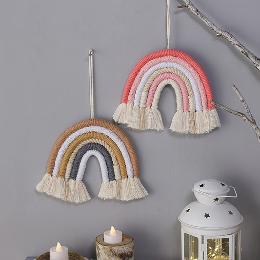 1pc Vibrant Rainbow Macrame Wall Hanging - Stunning Home Decor for Living Room, Bedroom, and More - Renee Lane Company