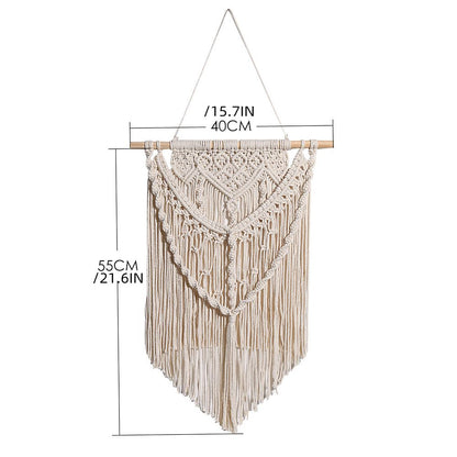 1pc Woven Wall Hanging Ornament, Bohemian Fabric Macrame Braided Tassel Wall Decoration, Boho Decoration For Living Room Bedroom Room Decor - Renee Lane Company