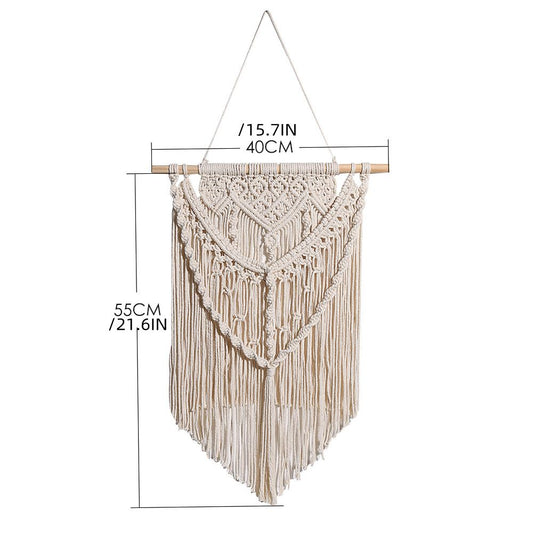 1pc Woven Wall Hanging Ornament, Bohemian Fabric Macrame Braided Tassel Wall Decoration, Boho Decoration For Living Room Bedroom Room Decor - Renee Lane Company