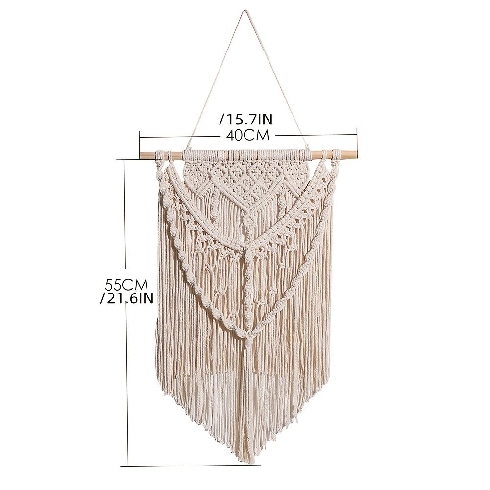 1pc Woven Wall Hanging Ornament, Bohemian Fabric Macrame Braided Tassel Wall Decoration, Boho Decoration For Living Room Bedroom Room Decor - Renee Lane Company
