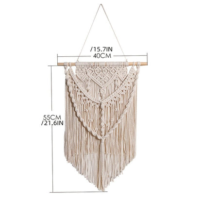 1pc Woven Wall Hanging Ornament, Bohemian Fabric Macrame Braided Tassel Wall Decoration, Boho Decoration For Living Room Bedroom Room Decor - Renee Lane Company