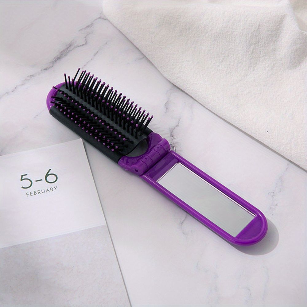 1pcs Collapsible Travel Hair Comb with Mirror - Portable and Compact Hair Brush for On-the-Go Grooming - Renee Lane Company