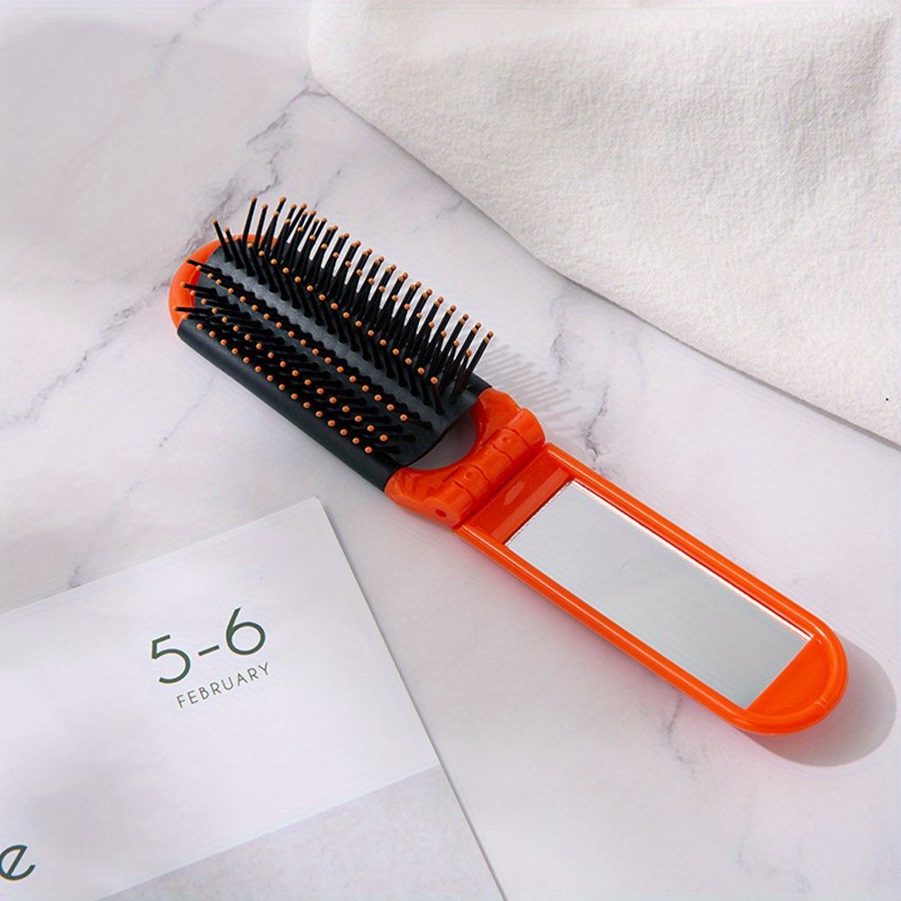 1pcs Collapsible Travel Hair Comb with Mirror - Portable and Compact Hair Brush for On-the-Go Grooming - Renee Lane Company