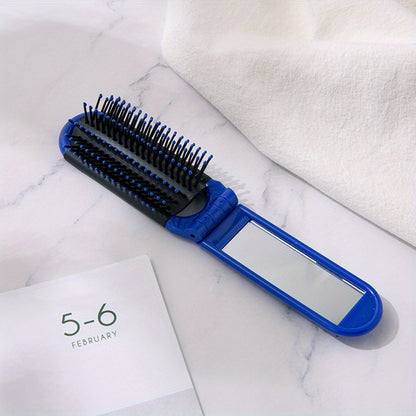 1pcs Collapsible Travel Hair Comb with Mirror - Portable and Compact Hair Brush for On-the-Go Grooming - Renee Lane Company