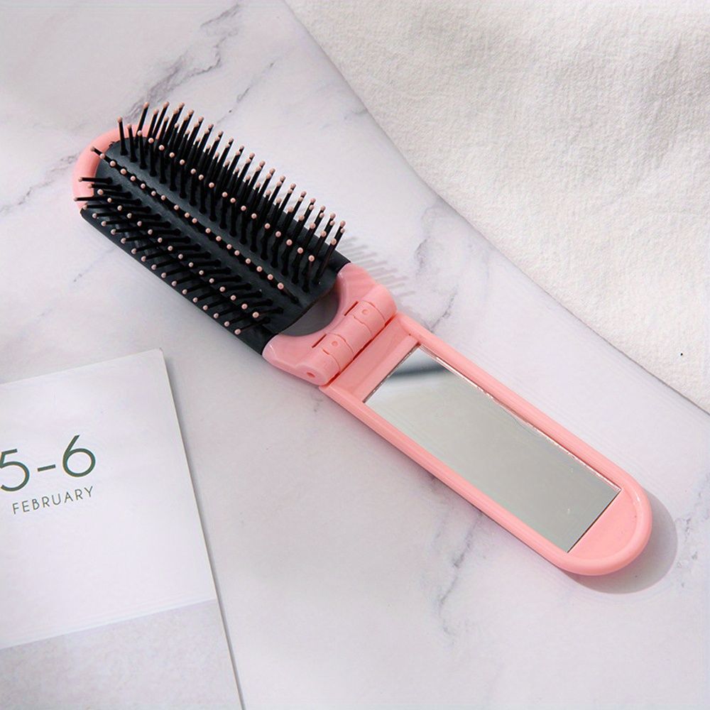 1pcs Collapsible Travel Hair Comb with Mirror - Portable and Compact Hair Brush for On-the-Go Grooming - Renee Lane Company