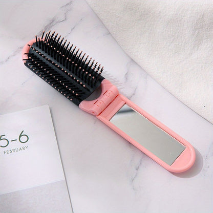 1pcs Collapsible Travel Hair Comb with Mirror - Portable and Compact Hair Brush for On-the-Go Grooming - Renee Lane Company