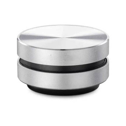 Silver bone-conducting speaker with black base ring and rounded top