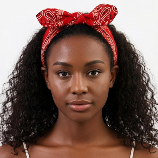 2 Pack Bandana Headbands for Women Non Slip, Cute Retro Paisley Print Hair Bows with Rabbit Ear Knot, Elastic Turban Headwraps, Vintage Boho Hair Accessories for Girls - Renee Lane Company