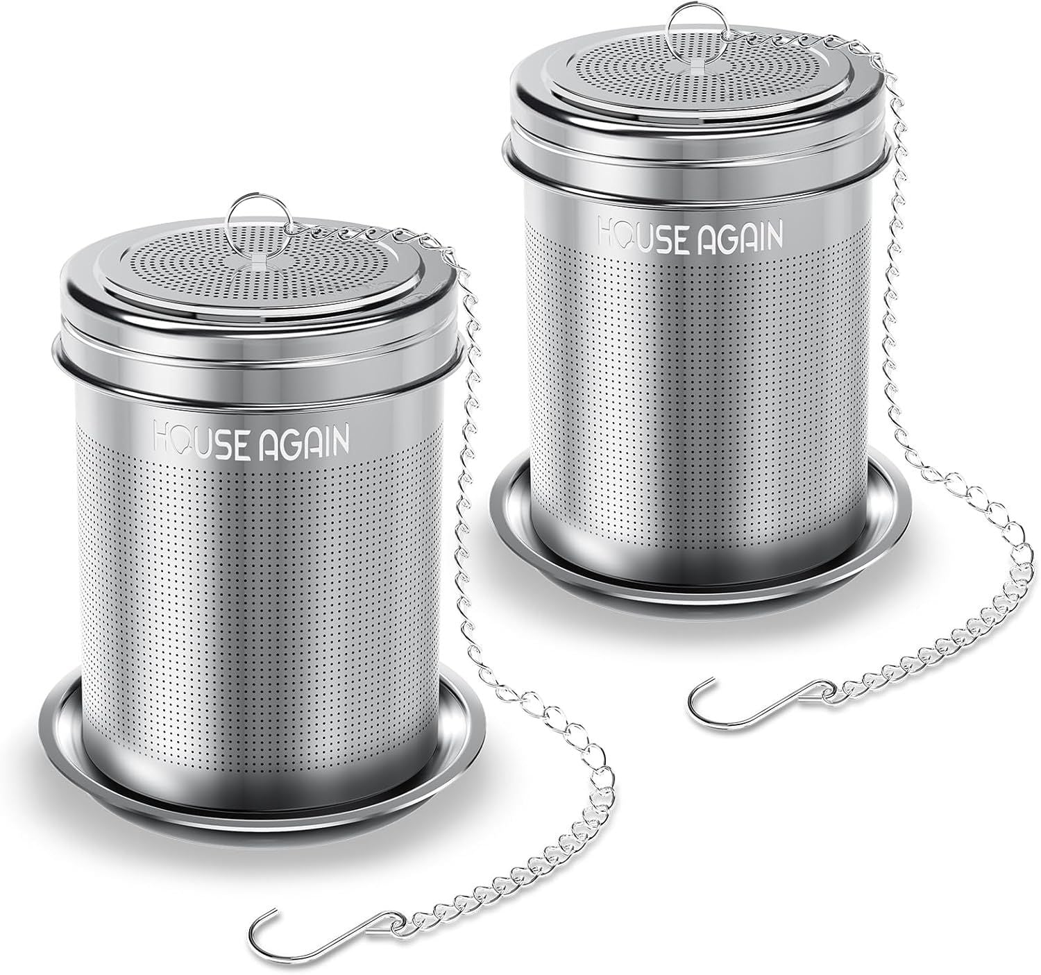 2 Pack Tea Infuser, Extra Fine Mesh Tea Infusers for Loose Tea, 18/8 Stainless Steel Tea Strainer with Extended Chain Hook, Tea Steeper for Brew Tea, Spices & Seasonings - Renee Lane Company