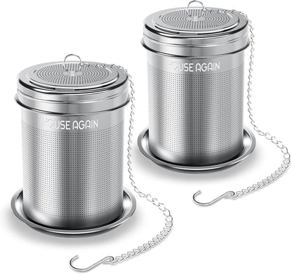 2 Pack Tea Infuser, Extra Fine Mesh Tea Infusers for Loose Tea, 18/8 Stainless Steel Tea Strainer with Extended Chain Hook, Tea Steeper for Brew Tea, Spices & Seasonings - Renee Lane Company