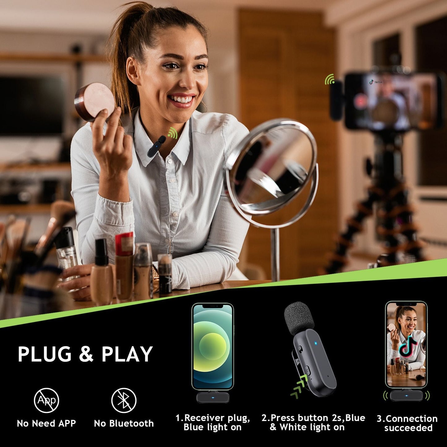 2 Pack Wireless Lavalier Microphones For IPhone/iPad - Renee Lane Company