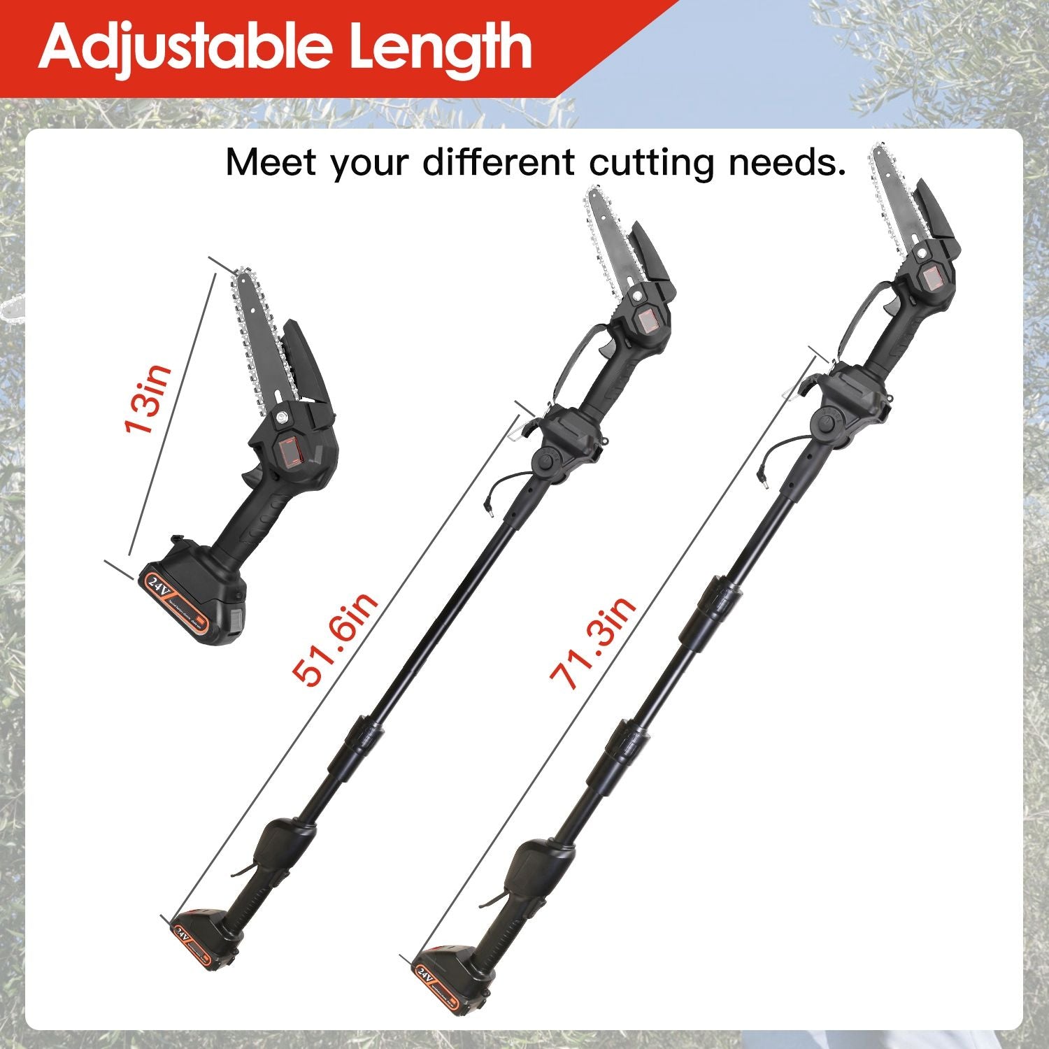 2-in-1 Cordless Pole Saw & Mini Chainsaw Electric Mini Chainsaw Length Adjustable Cordless Chain Saw with 2Pcs 1500mAh Batteries 4in/6in Chains for Tree Trimming - Renee Lane Company