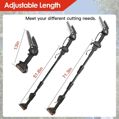 2-in-1 Cordless Pole Saw & Mini Chainsaw Electric Mini Chainsaw Length Adjustable Cordless Chain Saw with 2Pcs 1500mAh Batteries 4in/6in Chains for Tree Trimming - Renee Lane Company