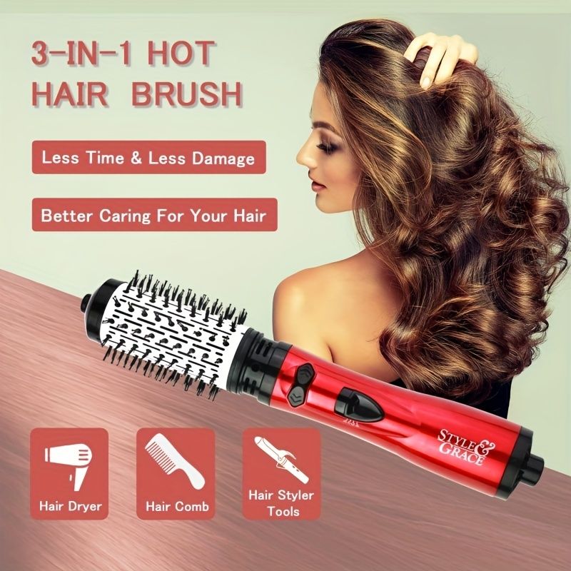 2-in-1 Electric Rotating Curling Comb and Hair Dryer for Salon-Quality Styling at Home - Renee Lane Company