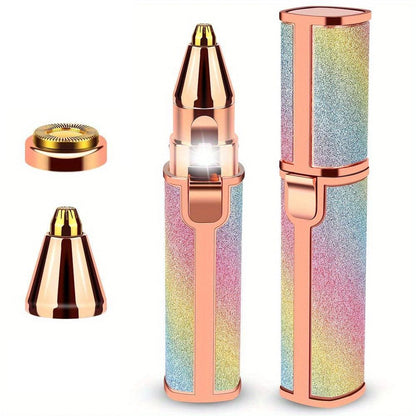 2-in-1 Eyebrow Razor for Women - Painless and Precision Facial Hair Removal with USB Rechargeable Trimmer and Built-in LED Light - Perfect for Nose, Lips, and Body - Renee Lane Company