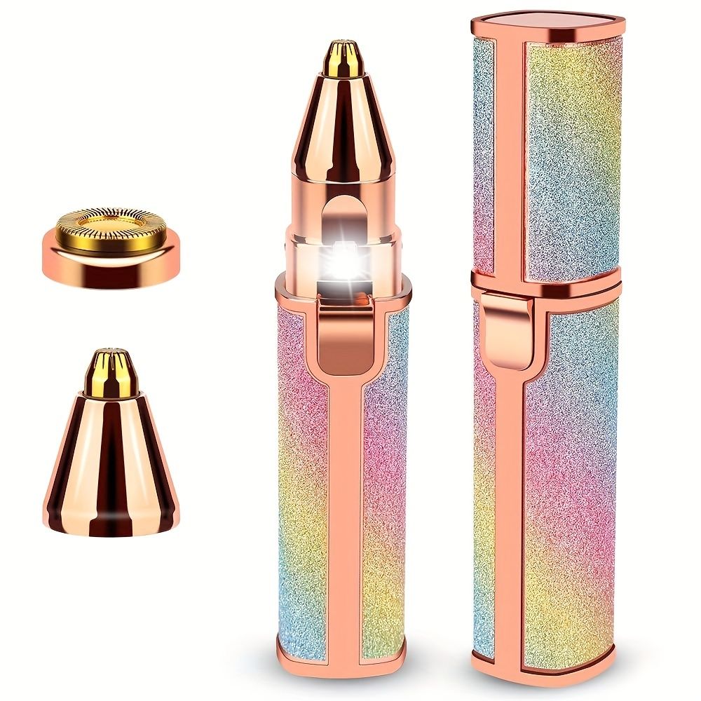 2-in-1 Eyebrow Razor for Women - Painless and Precision Facial Hair Removal with USB Rechargeable Trimmer and Built-in LED Light - Perfect for Nose, Lips, and Body - Renee Lane Company