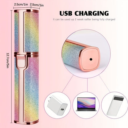 2-in-1 Eyebrow Razor for Women - Painless and Precision Facial Hair Removal with USB Rechargeable Trimmer and Built-in LED Light - Perfect for Nose, Lips, and Body - Renee Lane Company
