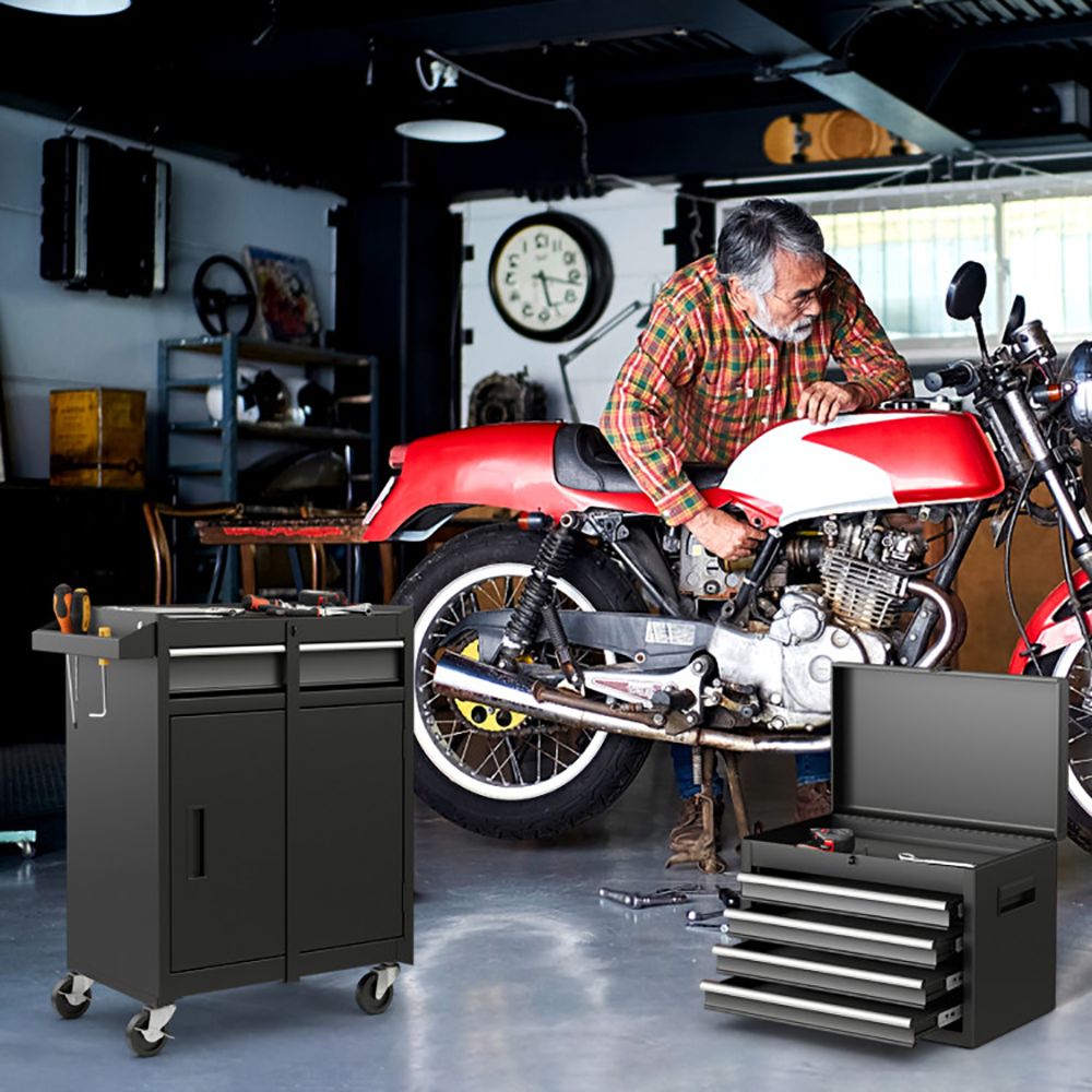 2-in-1 Rolling Tool Chest with 5 Sliding Lockable Drawers - Renee Lane Company