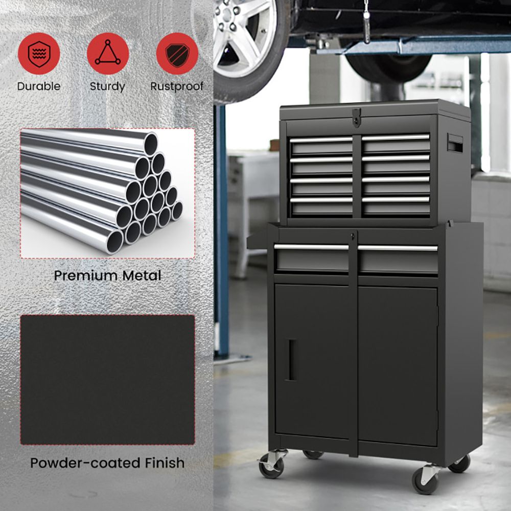 2-in-1 Rolling Tool Chest with 5 Sliding Lockable Drawers - Renee Lane Company