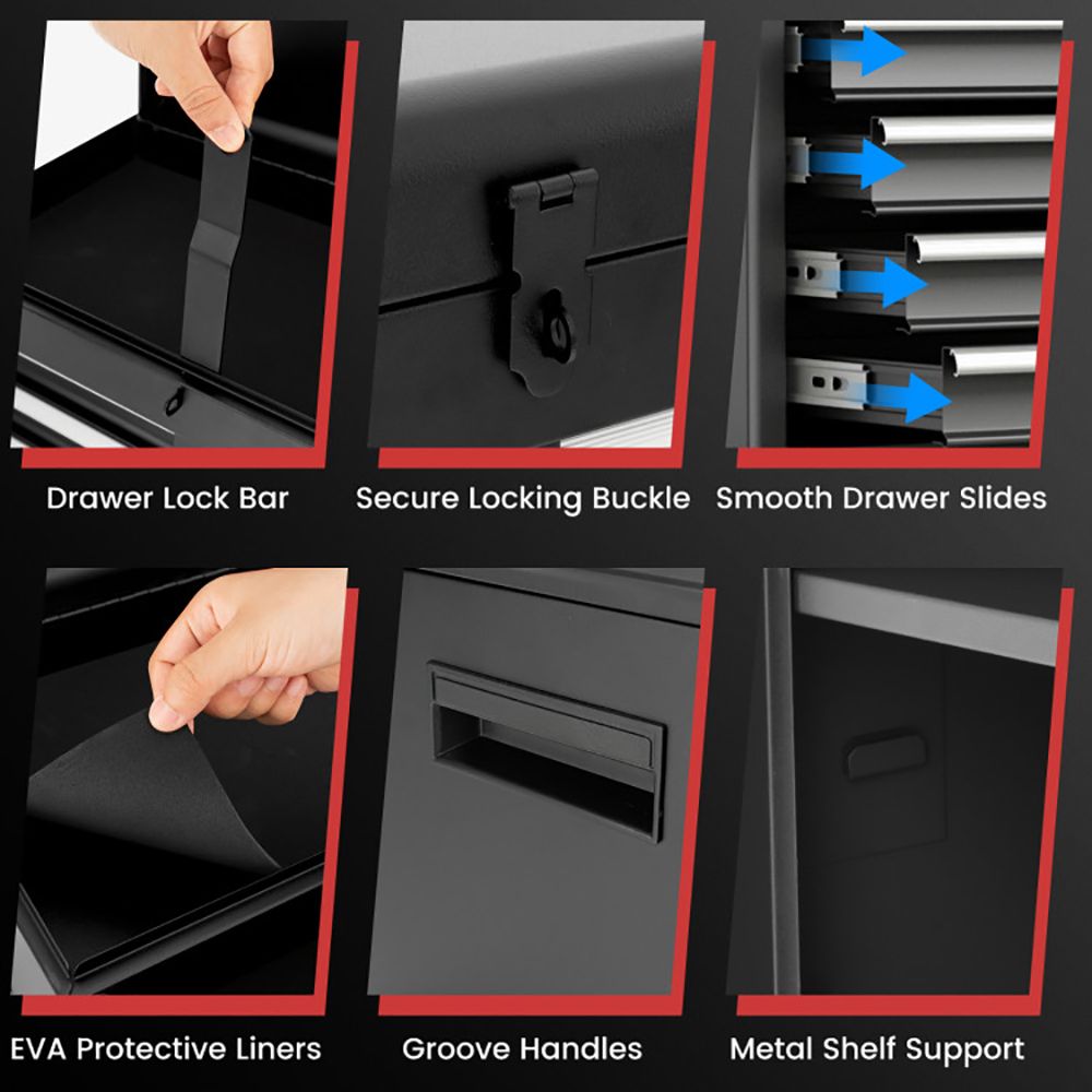 2-in-1 Rolling Tool Chest with 5 Sliding Lockable Drawers - Renee Lane Company