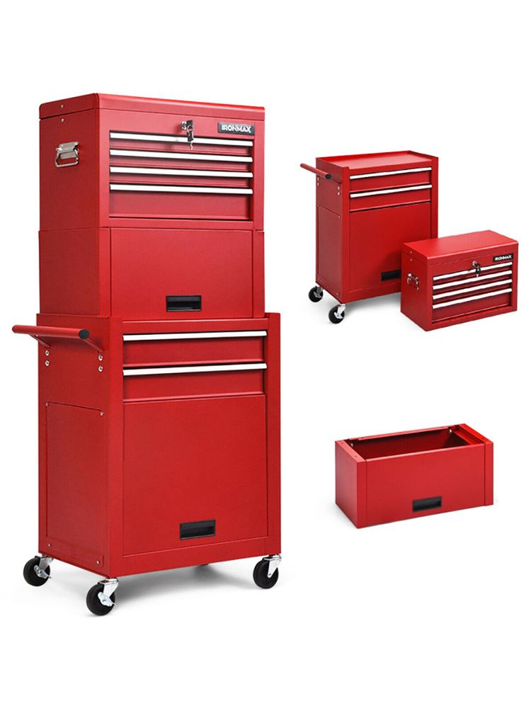 2-in-1 Rolling Tool Chest with 5 Sliding Lockable Drawers - Renee Lane Company