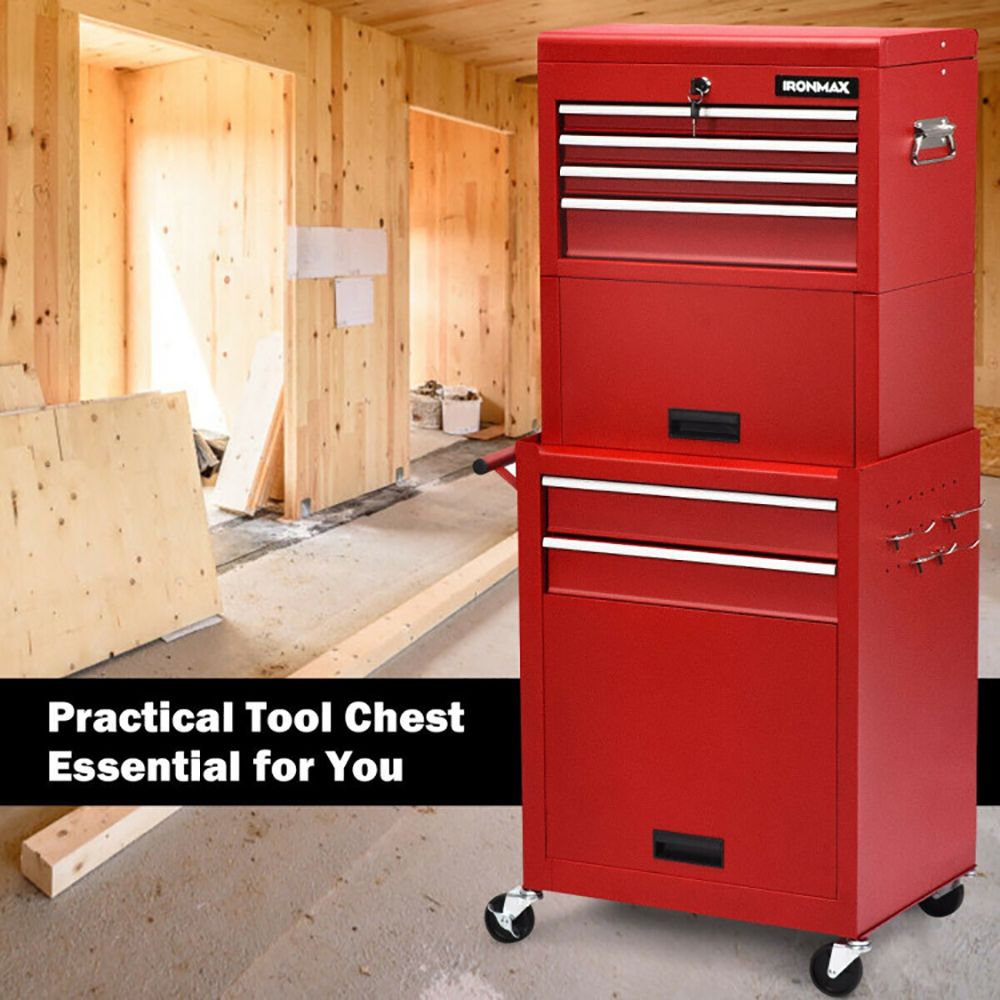2-in-1 Rolling Tool Chest with 5 Sliding Lockable Drawers - Renee Lane Company