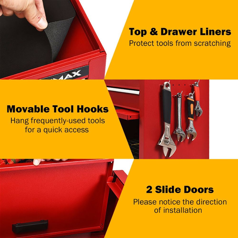 2-in-1 Rolling Tool Chest with 5 Sliding Lockable Drawers - Renee Lane Company