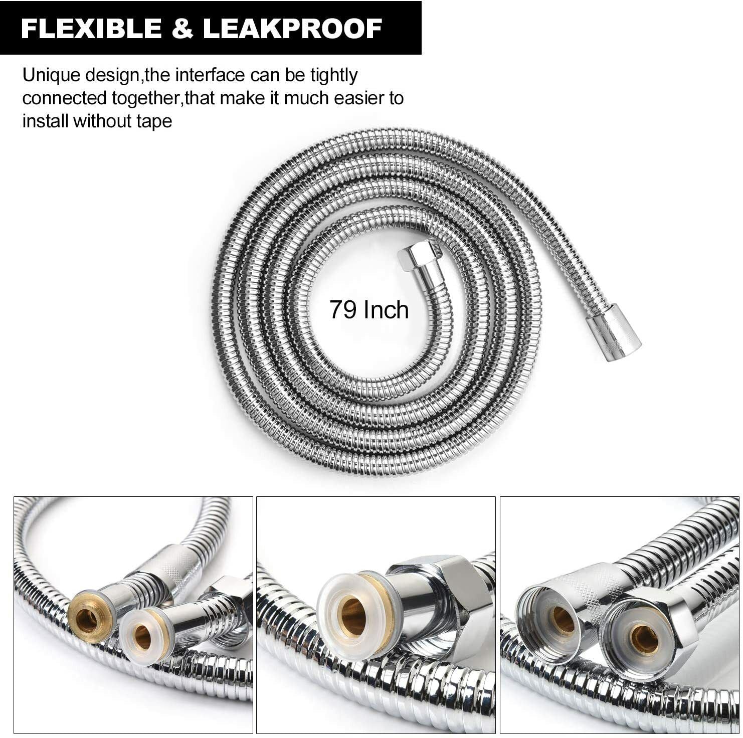 2 m / 3 m / 79" / 118" Shower Water Hose Shower Head Stainless Steel Flexible Replacement Hose - Renee Lane Company