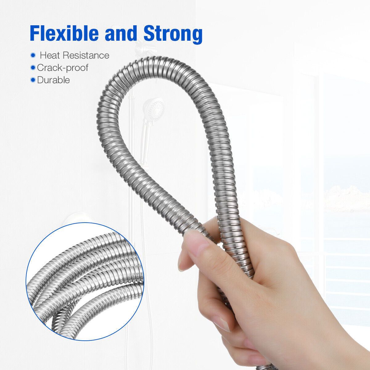 2 m / 3 m / 79" / 118" Shower Water Hose Shower Head Stainless Steel Flexible Replacement Hose - Renee Lane Company
