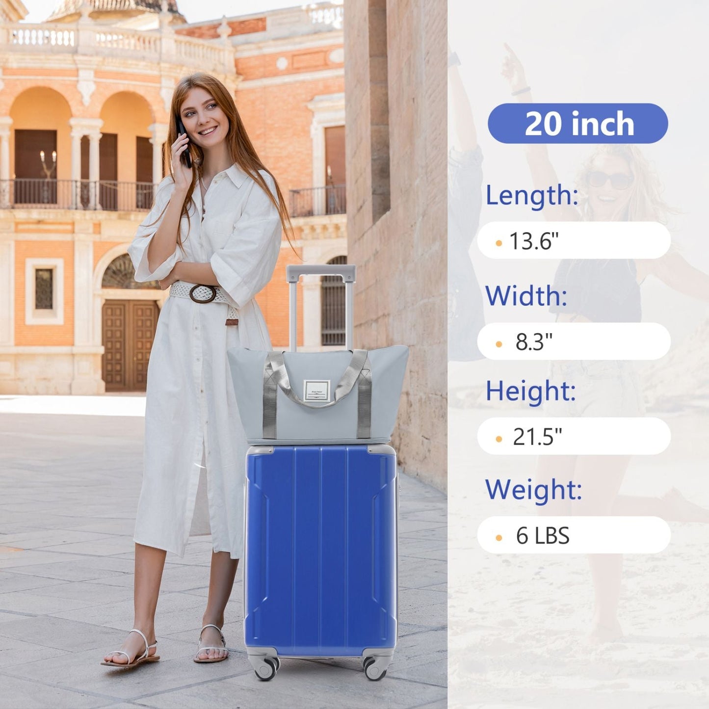 20 Inch Carry On Luggage Set 3 Piece with Spinner Wheels, Lightweight Hardshell ABS Suitcase for Weedend Getaways, Business Travel - Renee Lane Company
