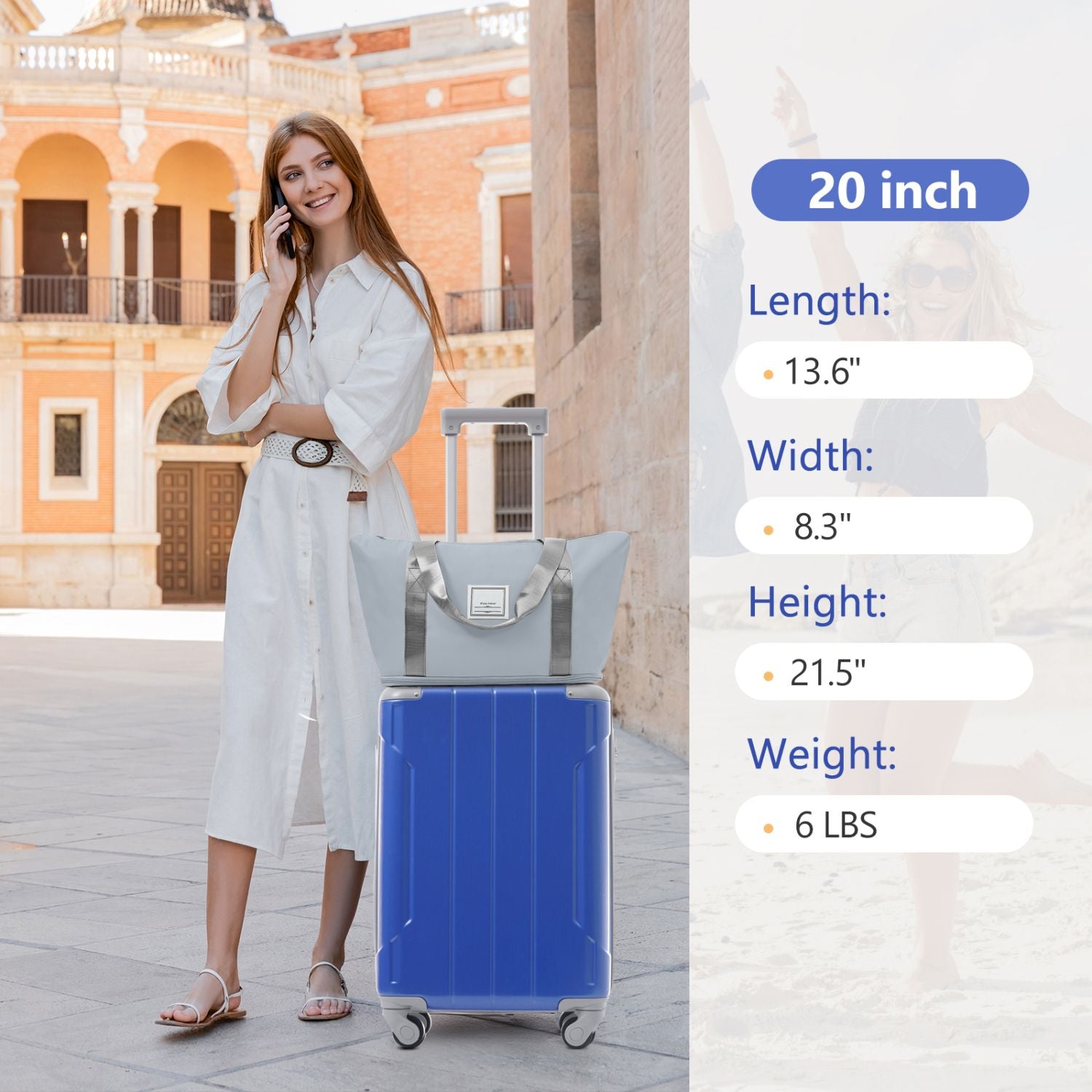 20 Inch Carry On Luggage Set 3 Piece with Spinner Wheels, Lightweight Hardshell ABS Suitcase for Weedend Getaways, Business Travel - Renee Lane Company