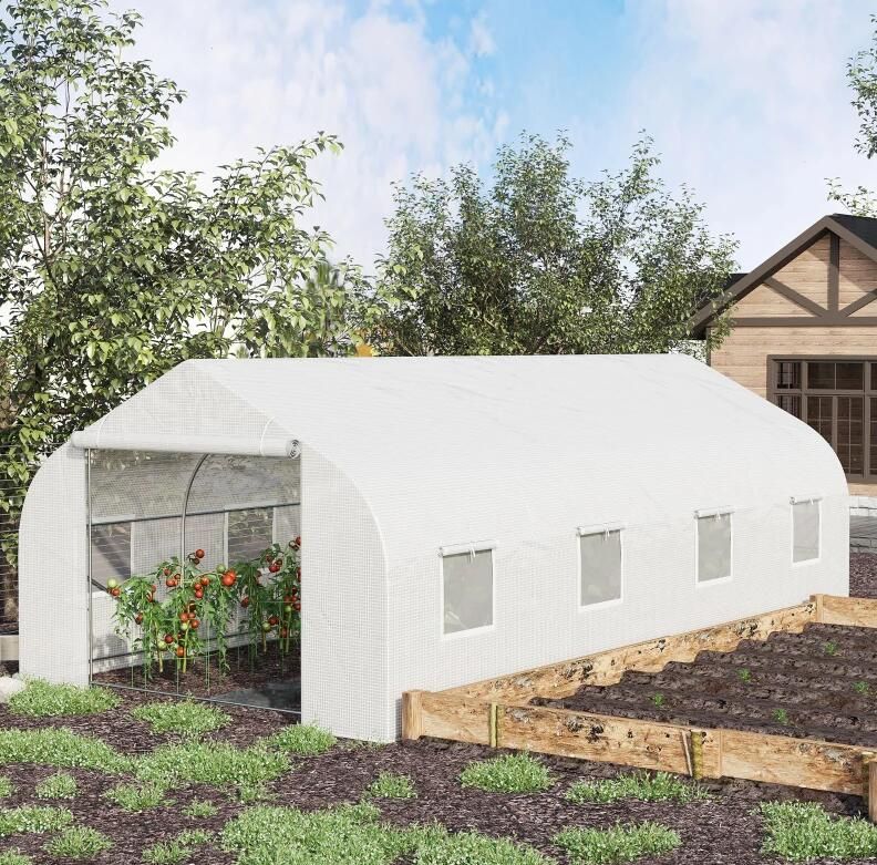 20' x 10' x 7' Tunnel Greenhouse Large Walk-In Warm House;  Roll Up Door - Renee Lane Company