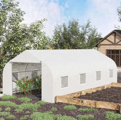 20' x 10' x 7' Tunnel Greenhouse Large Walk-In Warm House;  Roll Up Door - Renee Lane Company