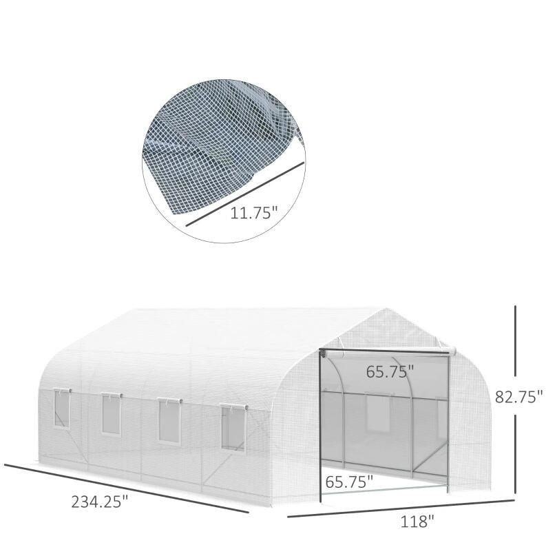 20' x 10' x 7' Tunnel Greenhouse Large Walk-In Warm House;  Roll Up Door - Renee Lane Company