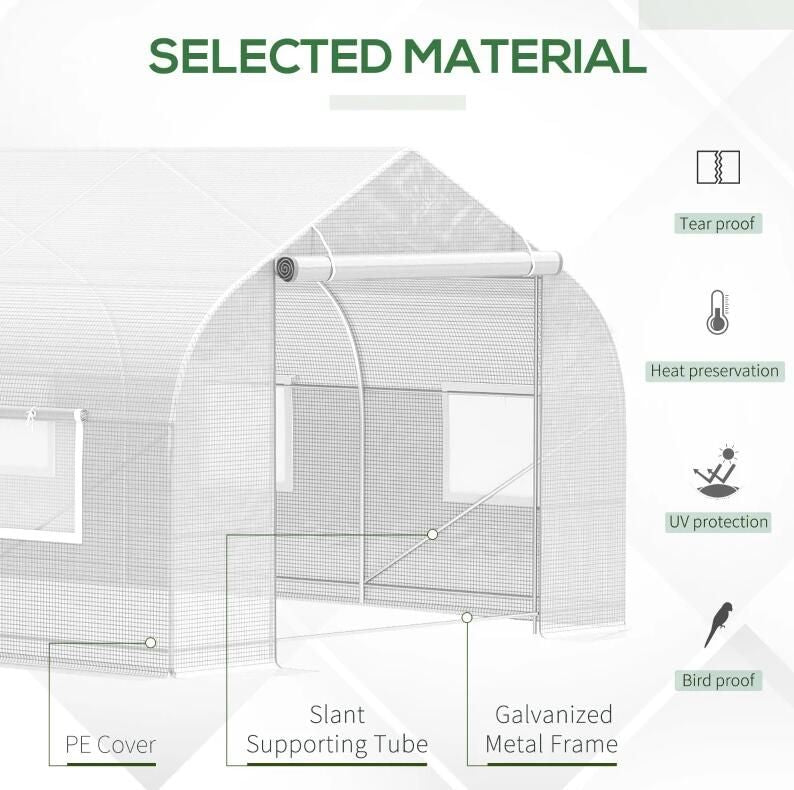 20' x 10' x 7' Tunnel Greenhouse Large Walk-In Warm House;  Roll Up Door - Renee Lane Company