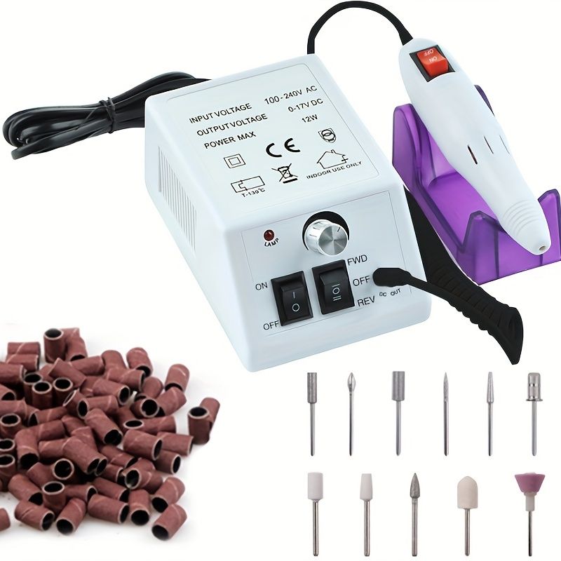 20000 RPM Portable Electric Nail Drill Polisher: Manicure & Pedicure Set for Gel Polish Cleaning & Milling Cuticles - 11pcs Nail Drill Bits - Renee Lane Company