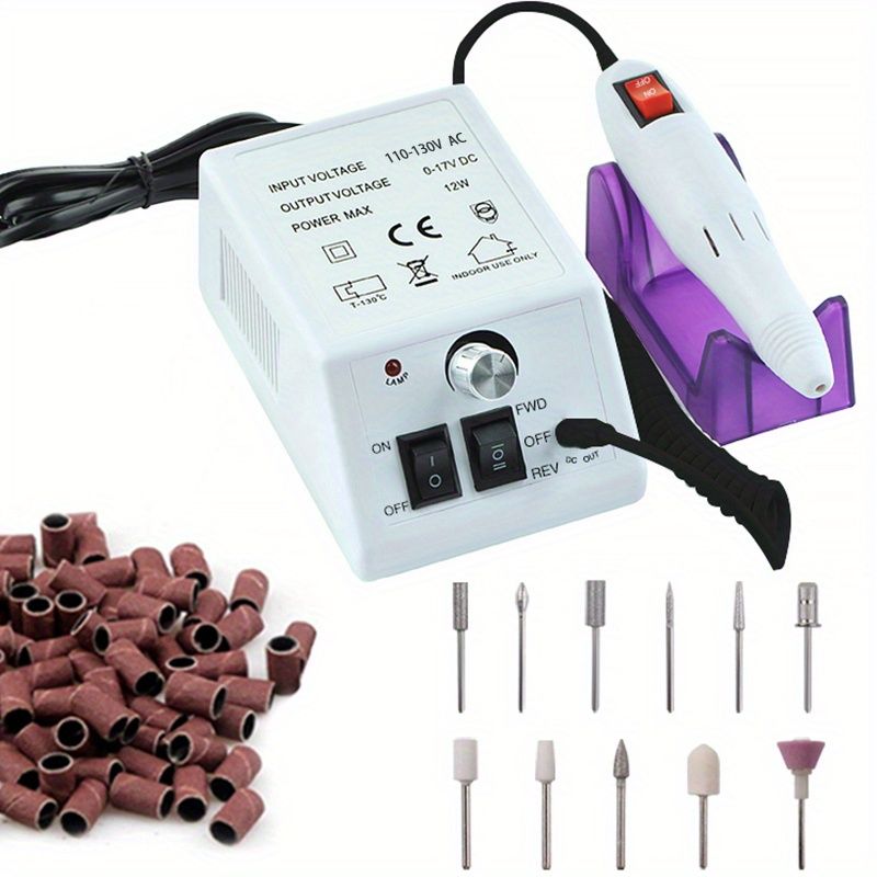 20000 RPM Portable Electric Nail Drill Polisher: Manicure & Pedicure Set for Gel Polish Cleaning & Milling Cuticles - 11pcs Nail Drill Bits - Renee Lane Company