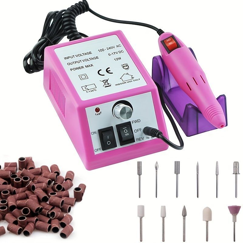 20000 RPM Portable Electric Nail Drill Polisher: Manicure & Pedicure Set for Gel Polish Cleaning & Milling Cuticles - 11pcs Nail Drill Bits - Renee Lane Company