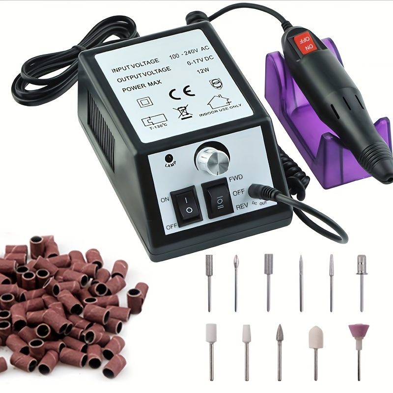 20000 RPM Portable Electric Nail Drill Polisher: Manicure & Pedicure Set for Gel Polish Cleaning & Milling Cuticles - 11pcs Nail Drill Bits - Renee Lane Company
