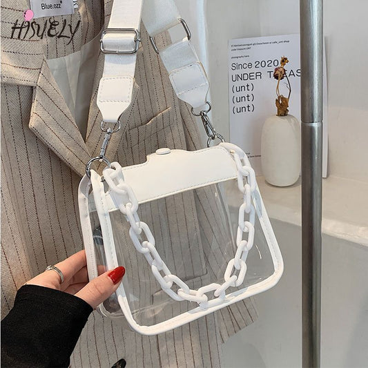 2023 Summer Women Clear Transparent Crossbody Bag Female Jelly Handbags and Purses Acrylic Chain Square Shoulder Bag Bolsos - Renee Lane Company