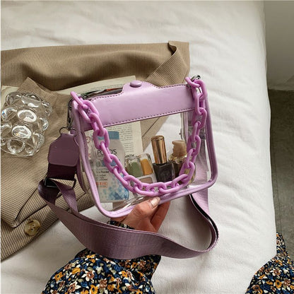 2023 Summer Women Clear Transparent Crossbody Bag Female Jelly Handbags and Purses Acrylic Chain Square Shoulder Bag Bolsos - Renee Lane Company