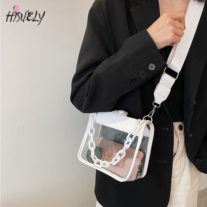2023 Summer Women Clear Transparent Crossbody Bag Female Jelly Handbags and Purses Acrylic Chain Square Shoulder Bag Bolsos - Renee Lane Company