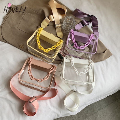2023 Summer Women Clear Transparent Crossbody Bag Female Jelly Handbags and Purses Acrylic Chain Square Shoulder Bag Bolsos - Renee Lane Company