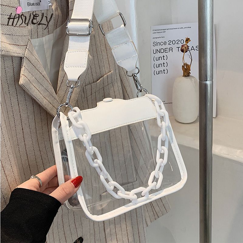 2023 Summer Women Clear Transparent Crossbody Bag Female Jelly Handbags and Purses Acrylic Chain Square Shoulder Bag Bolsos - Renee Lane Company